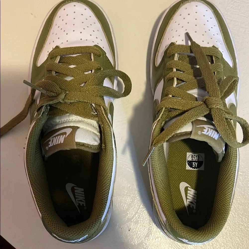 Nike Kids Olive Green and White Sneakers